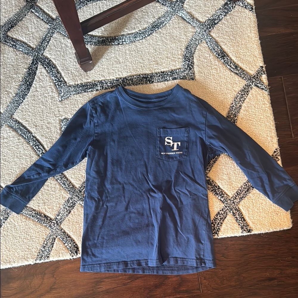 Kids Southern Tide Blue Long Sleeve Shirt